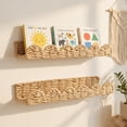thumbnail image 3 of Scalloped Nursery bookshelves Set of 2, Woven Straw Paper Floating Shelves - Picture Ledge for Wall Decor, Beige Boho Modern Farmhouse Kids' Bookcase for Books, Toys & Photo Frames, 3 of 7