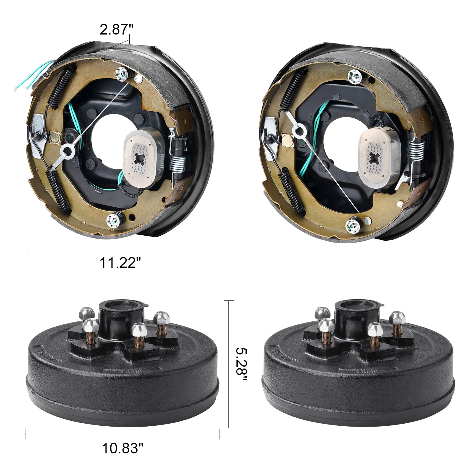 KFFKFF Electric Trailer Brake 10" x 2-1/4" & 5 on 4.5" Hub Drum Kit for 3500 lbs