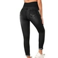 thumbnail image 3 of UJNDER Women's Maternity Jeans Full Panel Pull On Stretch Skinny Denim with Distressed Details Black S, 3 of 6