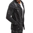 thumbnail image 3 of Men Long Denim Jacket Long Sleeve Distressed Outerwear Shacket With Pockets, 3 of 5