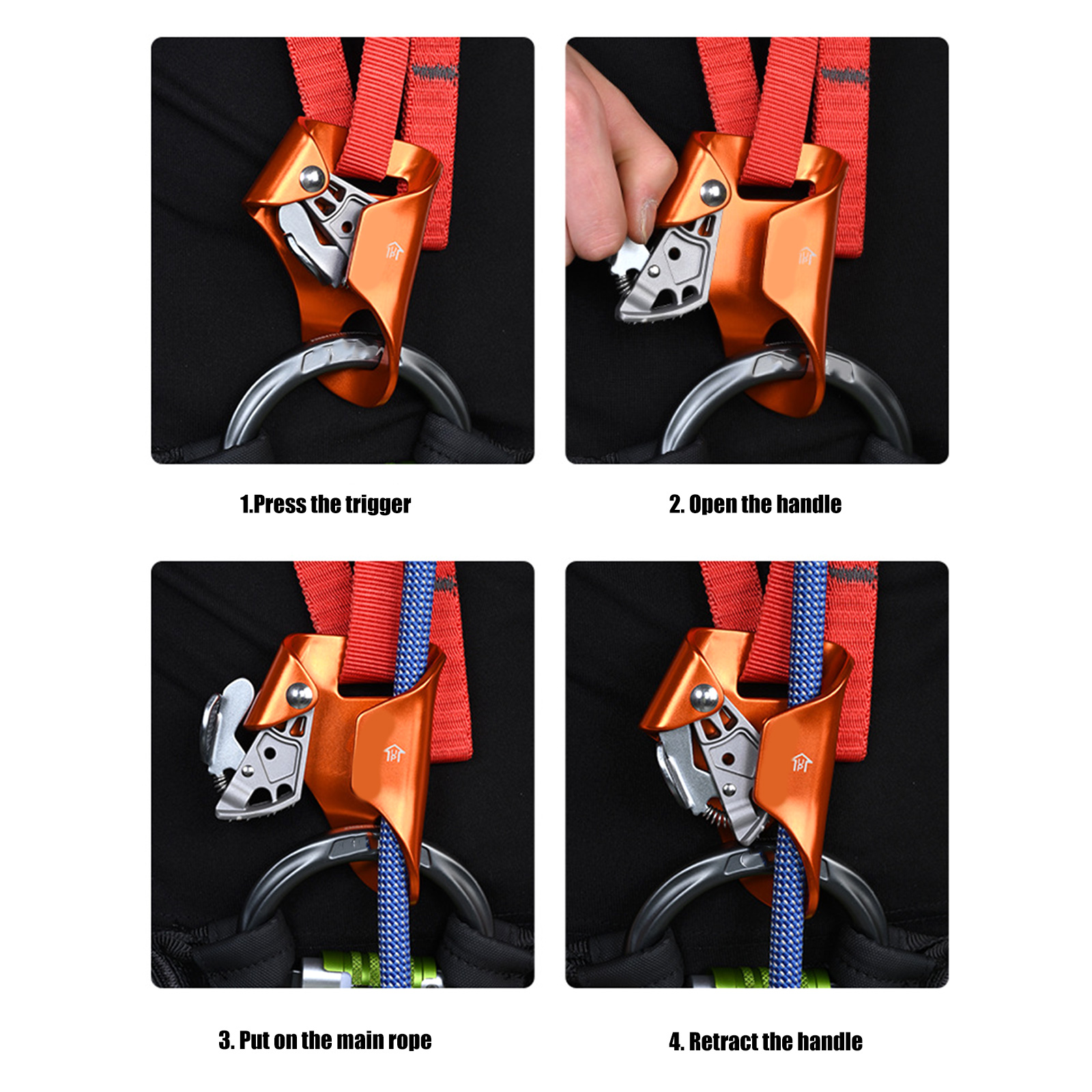 Rock Climbing Chest Ascender Abdominal Risers Rope Clamp Fall Prevention Device Climbing Rappelling Equipment Enduring