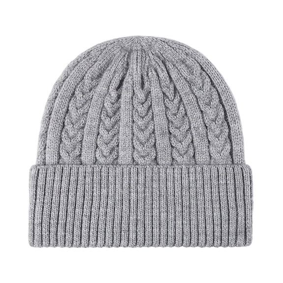 Bpyeka Men's Cable Knit Cuffed Beanie Hat, Fleece Lined Thick Warm Ear Protection Winter Outdoor Skull Cap Free Size