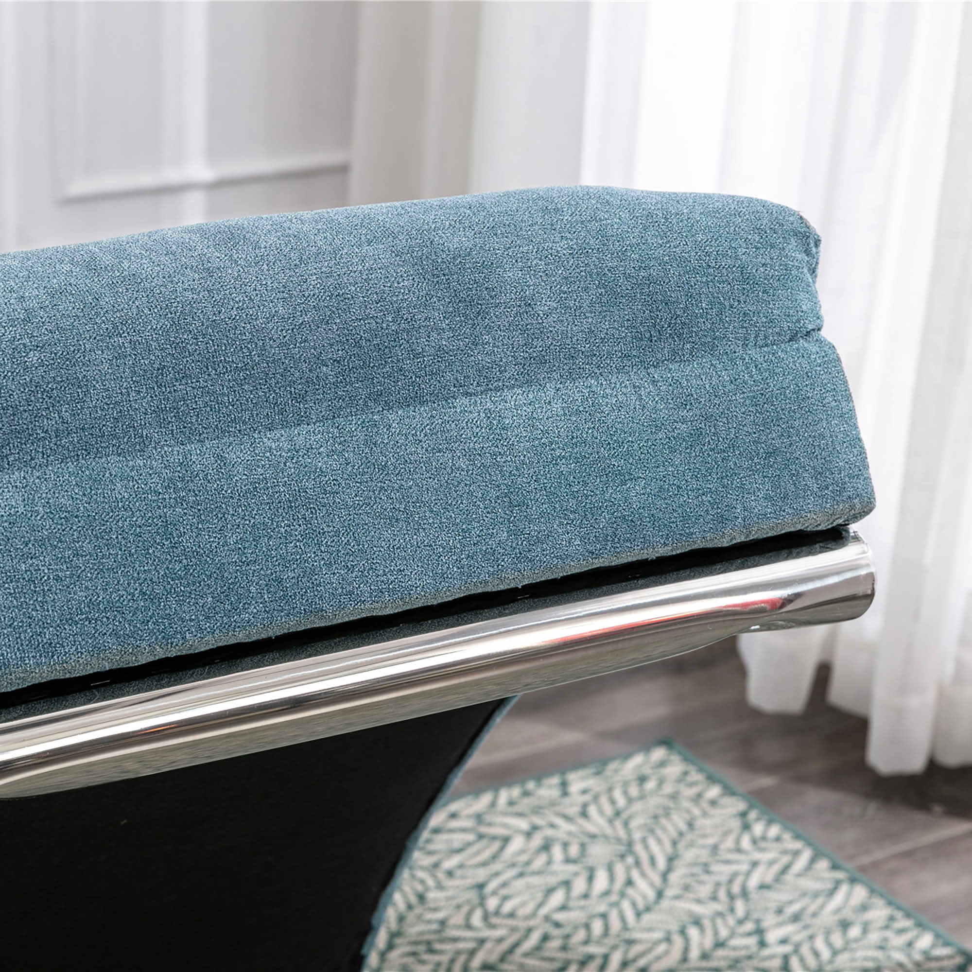 MAYEERTY Vibrating Upholstered Chaise Lounge Chair, Ergonomic Fixed Back Fabric Recliner Sofa with Side Pocket Remote Control for Living Room Bedroom