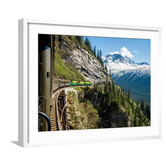 Art.com White Pass Train Alaska Photographic Print by Gary Rolband, White Frame Wall Art, 29" x 23"