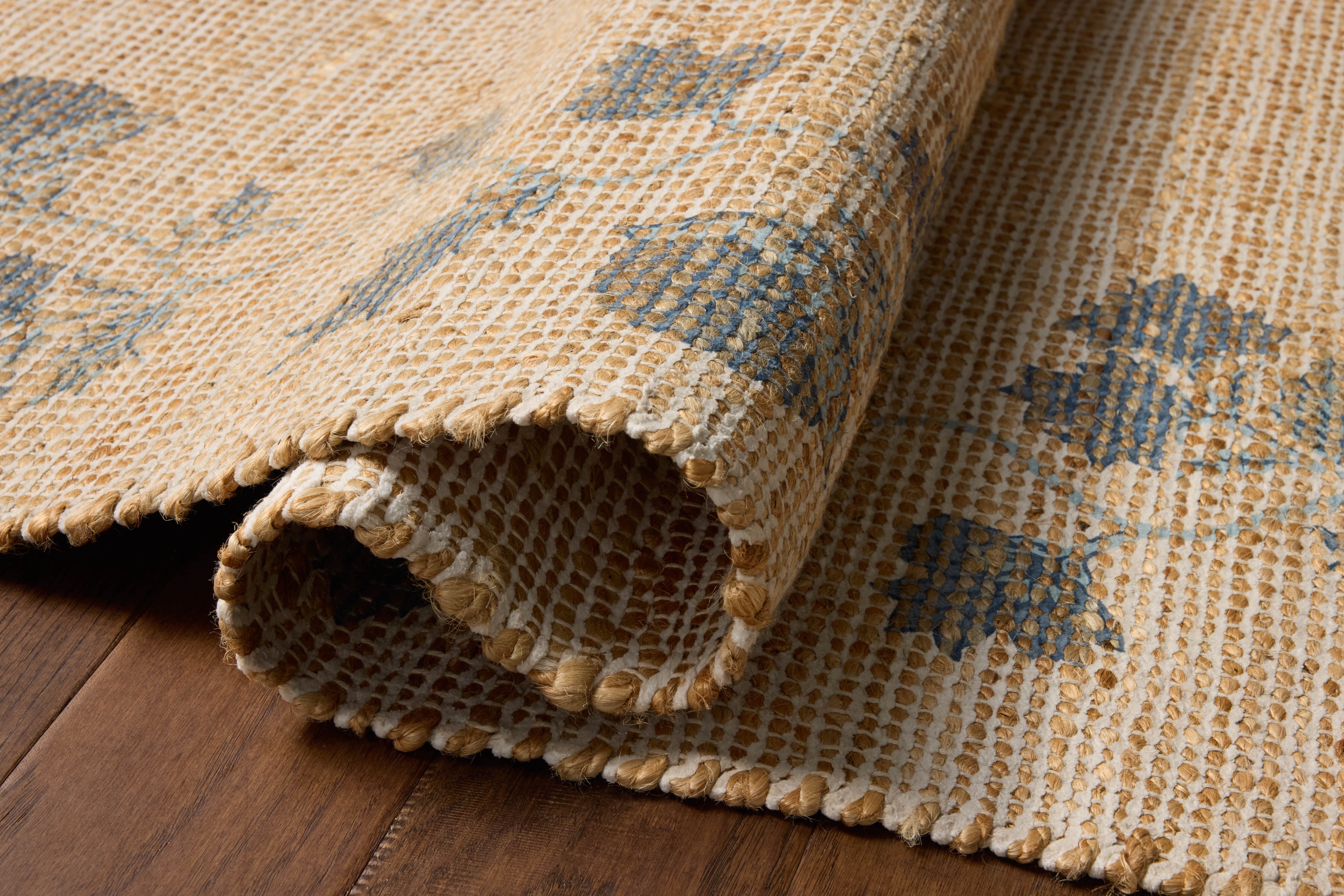 Chris Loves Julia x Loloi Rue Natural / Denim 2'-3" x 3'-9" Accent Rug