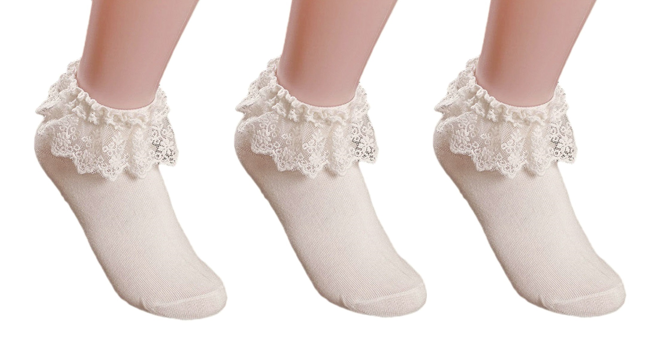 girls cream frilly socks