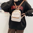 thumbnail image 2 of Yucurem Mini Floral Backpack for Women Polyester Small Backpack Purse Shoulder Bag for School Travel (Brown), 2 of 10