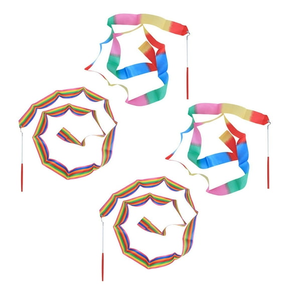 Oraceous 4pcs 2m Colorful Rhythmic Gymnastics Ribbon Dancing Gymnastics Ribbon Dancing Streamers for Kids (2 Styles)