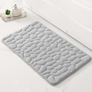 Bailu Memory Foam Bath Mat Pebble Bathroom Rug Super Absorbent Machine Washable Bathroom Rug (20x32, Light Gray)