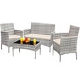 thumbnail image 2 of Devoko 4 Pieces Patio Conversation Set PE Rattan Wicker Chairs Outdoor Furniture Set, Gray/Beige, 2 of 7