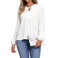 thumbnail image 1 of Blusas de encaje de manga larga para mujeres, elegantes y casuales, camisetas de trabajo, tops XS, blancas, 1 of 6