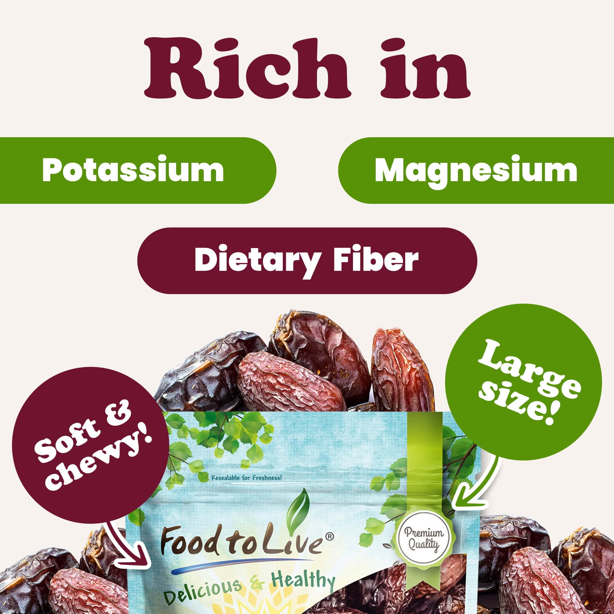 California Medjool Dates, 8 Pounds – Whole Dry Fancy Dates with Pits. Unsweetened, Unsulphured. Vegan, Kosher.