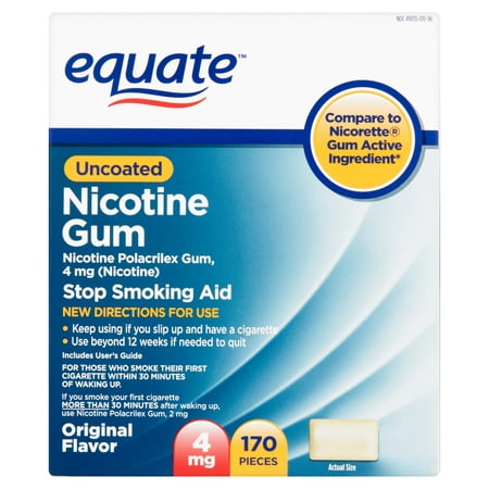 Equate Stop Smoking Aid Original Flavor Gum 4mg, 170 Pieces - Walmart.com