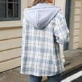 thumbnail image 4 of Kaemgyyd Women's Plaid Shacket Casual Loose Long Sleeve Button down Shirts Jacket Hooded Wool Blend Coat with Pockets, 4 of 7