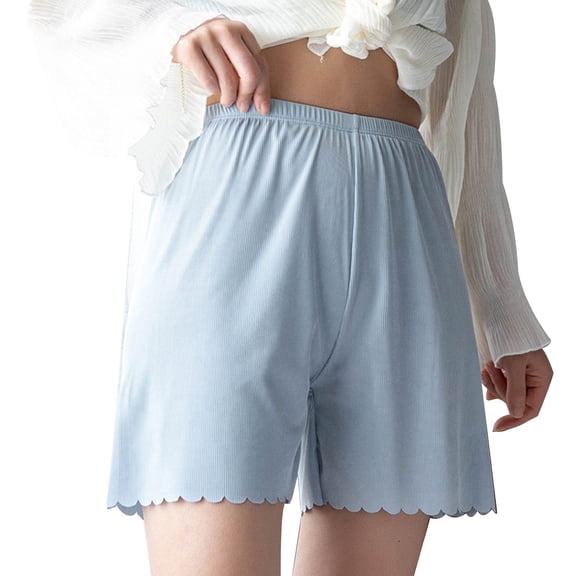Cooling Shorts for Women Under Dresses Non-rolling Edge Silk Shorts for Women Shorts for Under Dresses Women Anti Ride up Shorts Elastic Waist Shorts Women
