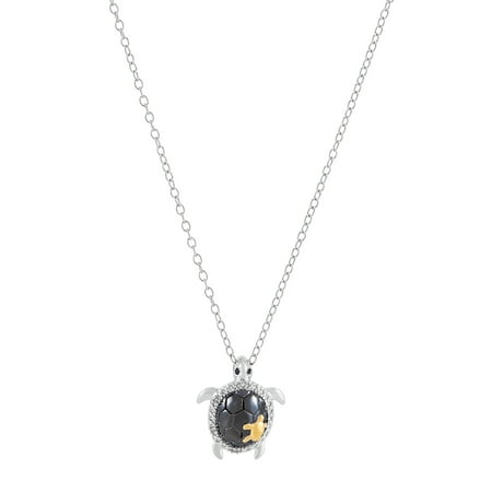 Turtle Pendant - Brilliance Fine Jewelry Diamond Accent Turtle Pendant in 18kt Yellow Gold over Sterling Silver, 18