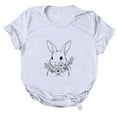 thumbnail image 3 of JLFKNG T Shirts For Women Short Sleeve T Shirts For Women Fashion Rabbit Egg Printed Easter Style Crew Neck Shirt Tops Buttons Up Suitable For Dates, Vacation, 3 of 5