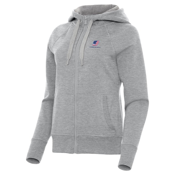 Women's-Antigua Heather Gray Chase Elliott Victory Full-Zip Hoodie