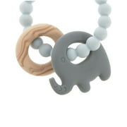 Nuby Silicone Animal Beaded Teething Ring for Infants, Elephant Design Baby Teether