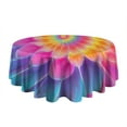 thumbnail image 5 of Rainbow Tie Dye Floral Pattern Round Tablecloth 60"x60",Wrinkle Wipeable Table Cloth for Kitchen Dining Room Picnic Patio Party, 5 of 6