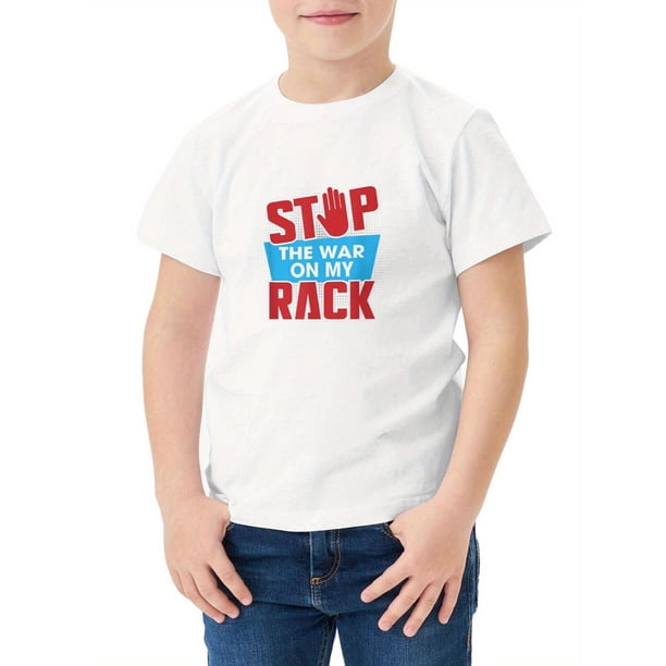 Stop The War On My Rack - 100% Cotton Loose Fit Casual T-Shirt for Girls & Teens - Red & Blue Print, Machine Washable, Outdoor Activity Shirt, Playful Design Top