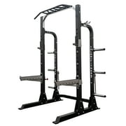 Valor Fitness Half Rack Squat Machine  5 Position Multi-Grip Pull Up Station - Adjustable Height, Plate & Bar Storage, and Resistance Band Pegs  Max 1000 lbs  Power Rack Equipment -BD-58