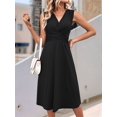 thumbnail image 6 of Womens Wrap V Neck Sleeveless Sundress Summer Flare Tank Dress Black XXL, 6 of 8