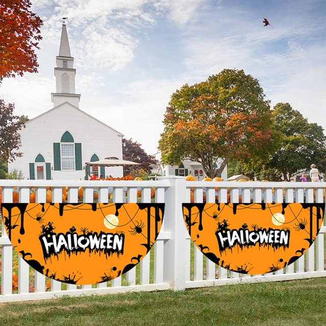 Halloween Flags Halloween Fan Flags Banners Halloween Courtyard Fences Wall Hangings Indoor And Outdoor Decorations