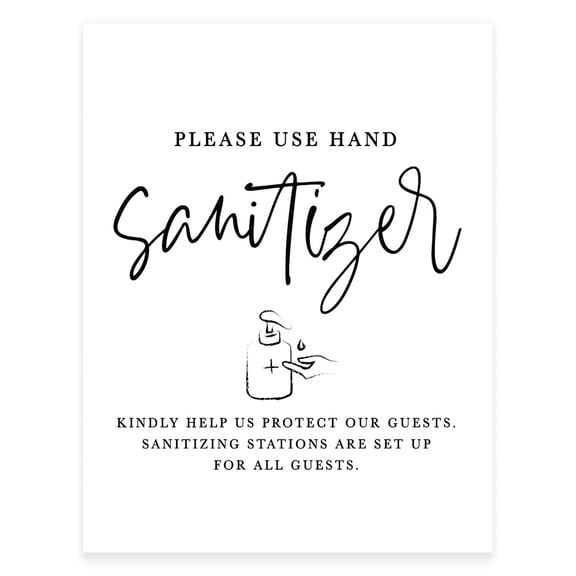 Koyal Wholesale Please Use Hand Sanitizer, Formal Black and White Print With Sanitizer Design Table Sign, 1-Pack