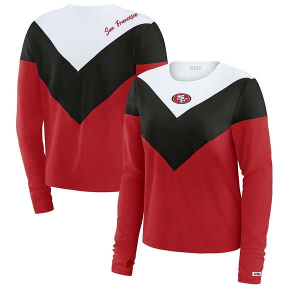 Women's WEAR by Erin Andrews Scarlet/Black San Francisco 49ers Plus Size Chevron Tri-Blend Long Sleeve T-Shirt