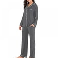 thumbnail image 4 of Pajama Set for Women Long Short Sleeve V-Neck Sleepwear with Pants S-XXL, 4 of 6