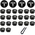 thumbnail image 1 of Kit de cubierta de rueda, tapa de cubo central, cubierta de tuerca de rueda de coche con herramienta de extracción para Tesla Model 3, S y X (negro), 1 of 4