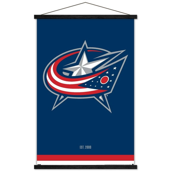 NHL Columbus Blue Jackets - Logo 21 Wall Poster with Wooden Magnetic Frame, 22.375" x 34"