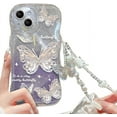 thumbnail image 6 of Compatible with iPhone Case,Glitter Gradient Butterfly Bracelet Curly Wave Water Ripple Shape Camera Lens Protection Clear Soft Shockproof Cover Phone Case (Blue,iPhone 15), 6 of 6