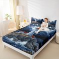 thumbnail image 4 of jejeloiu Ocean Lighthouse Queen Sheet Sets,Sea Waves Flat Sheet,Red White Blue Queen Fitted Sheet,Luxury Bedroom Decor,4 Pieces, 4 of 7