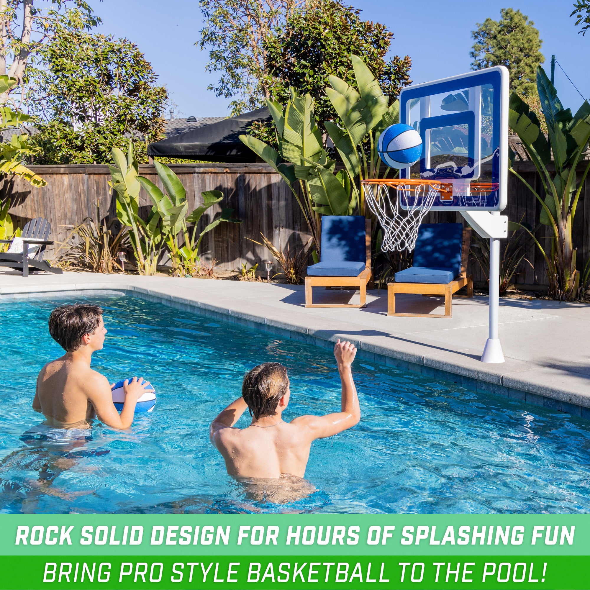 GoSports Deck-Mounted Splash Hoop ELITE Adjustable Height Inground Pool Basketball Game with Regulation Rim - 3