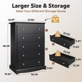 thumbnail image 4 of GALAXHERO 5 Drawer Dresser for Bedroom, Retro Wood Chest of Drawers, Tall Dresser with Round Metal Handle for Living Room, Hallway, Closet, Black, 4 of 10