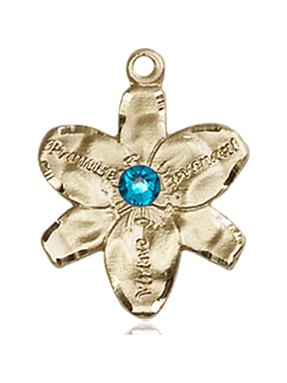 【税込?送料無料】 Blue December 3mm with Medal Chastity Gold Yellow 14kt Swarovski 7/ Crystal オブジェ、置き物 14kt Yellow Gold Chastity Medal with 3mm December Blue Swarovski Crystal 5/8 x 1/2 inches