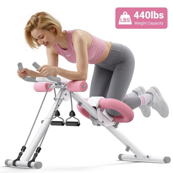 MERACH 440lbs Adjustable Ab Machine Abdominal Trainers for Full Body Workout, Foldable with Knee Protection