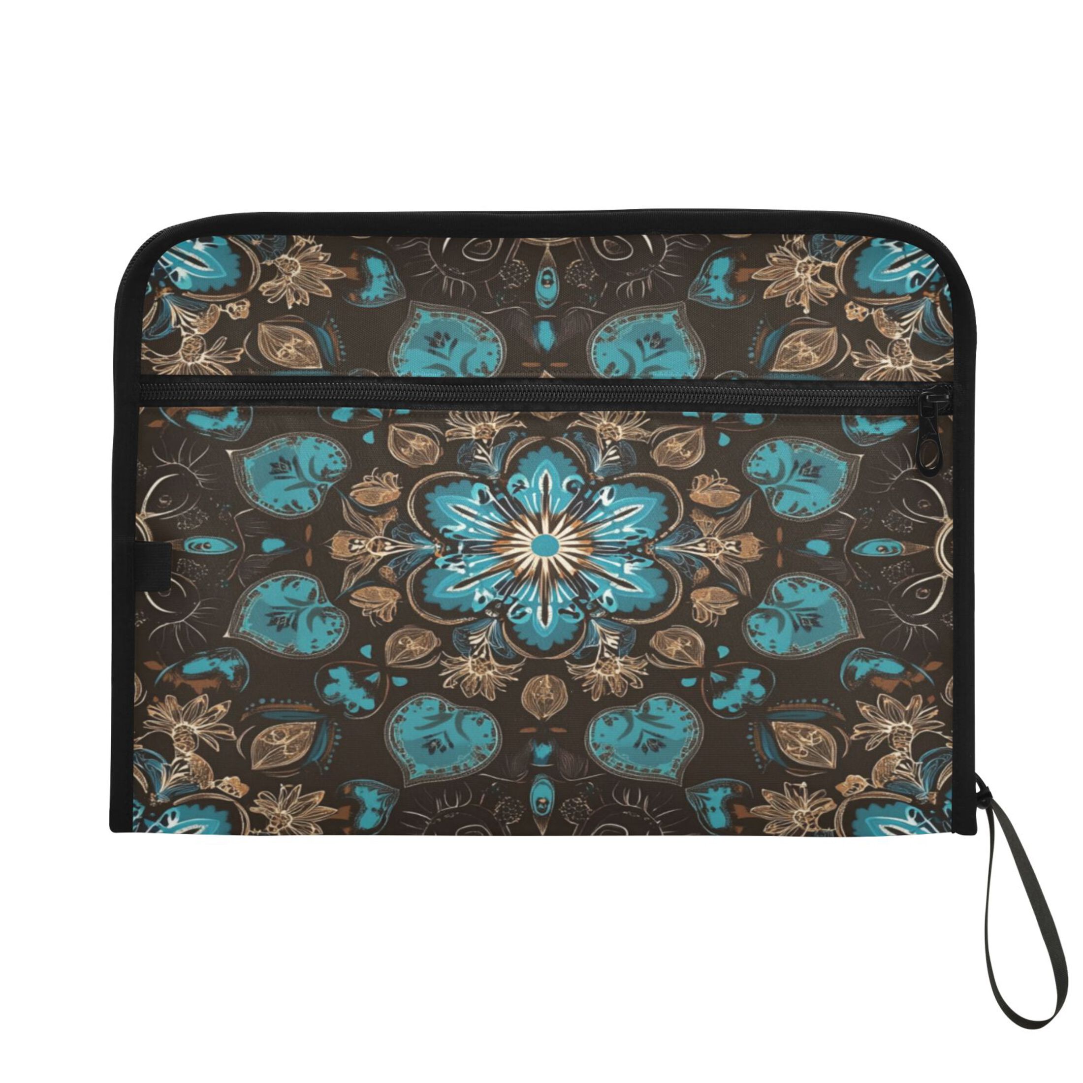 WOBOGO Turquoise Mandalas Expanding File Folder Letter Size Accordion Filing Organizer 13 Pocket Separate Organ Pocket