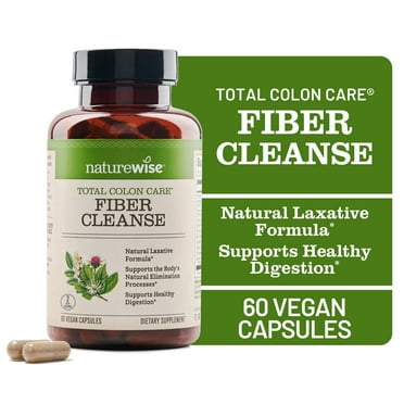 NatureWise Total Colon Care Fiber Cleanse - Natural Laxative - 60 Capsules[30-Day Supply]