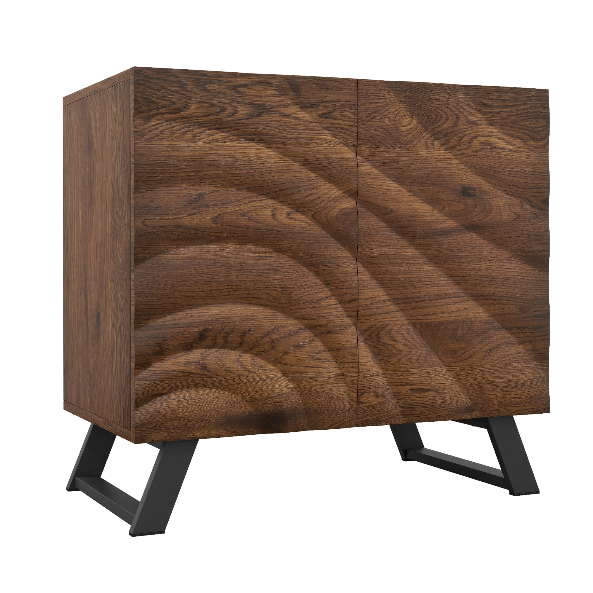Uforic Rustic 29" Wood Kitchen Cabinet with Adjustable Shelves and Accent Table