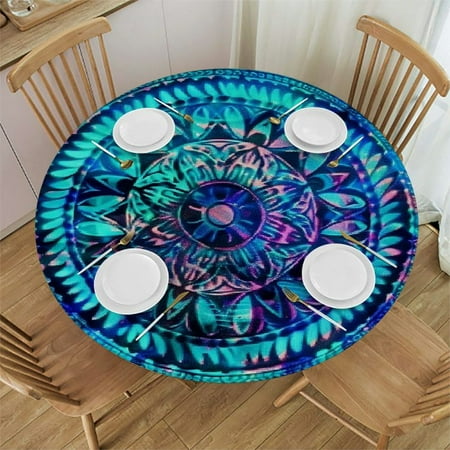 

Patifu Hologram Round Table Cover Stain Resistant Washable Indoor Outdoor Tablecloth Kitchen Dining Wedding Parties Waterproof 100% Polyester Fiber 31-35