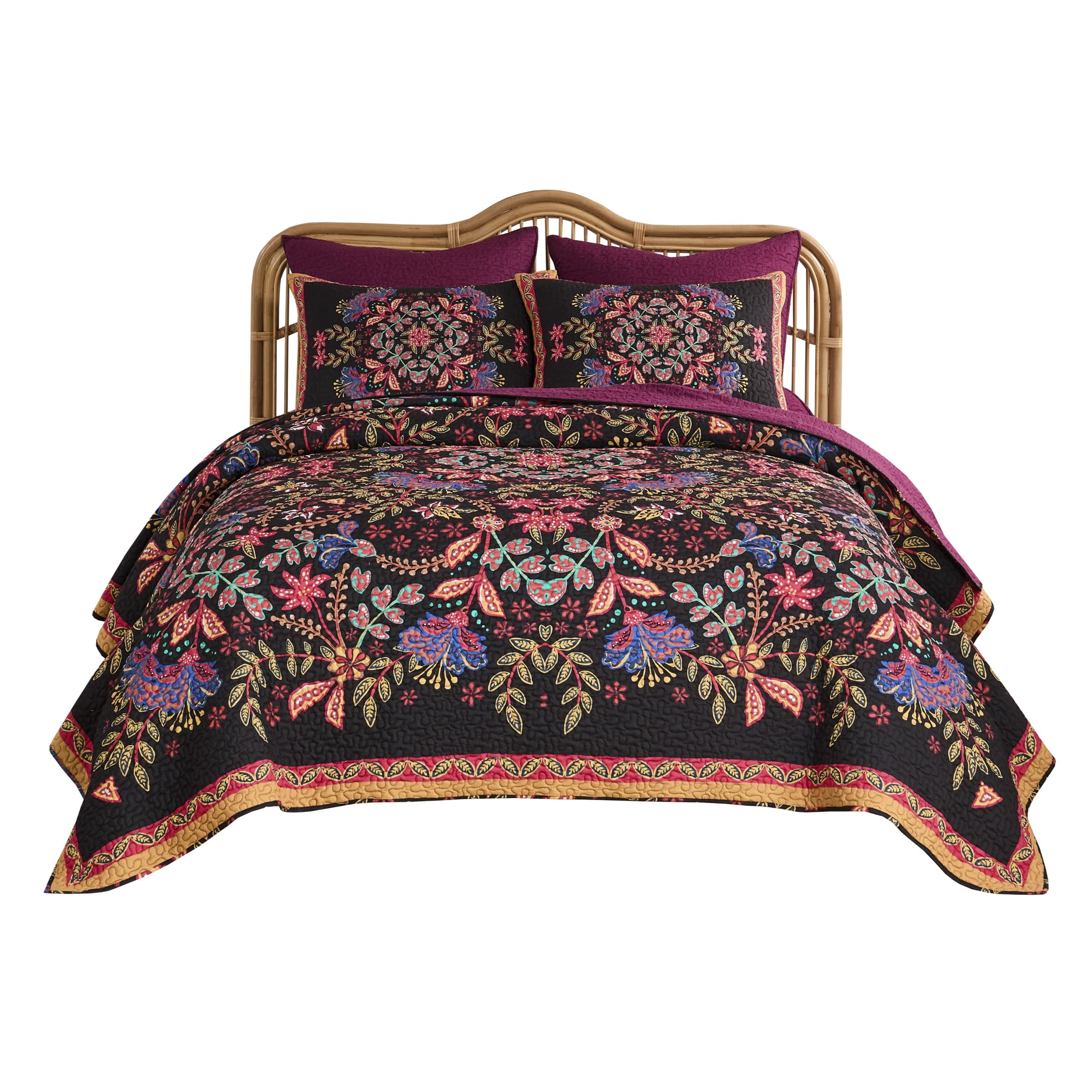 Greenland Home Jessa Cotton-Rich Vintage Boho Quilt Set, All Ages, 3-Piece Full/Queen