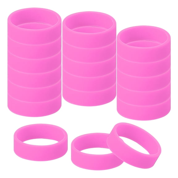 Uxcell 30Pcs Tiny Rubber Bands, 0.8 x 0.28 Inch Silicone Wide Rubber Bands for Organizing and Securing Items, Silicone Rubber Rings for Fashion Accessory, Pink
