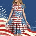 thumbnail image 2 of YABCSAZ 4th of July Girl's Dresses Summer Casual Dress American Flag Star Sundress Ruffle Sleeveless Princess Dresses Kids Patriotic Clothes Loose Dress for Independence Day Size 8 Years, 2 of 7