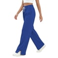 thumbnail image 4 of Women's High Waist Drawstring Casual Wide Leg Pants With Split Hem And Pockets, 4 of 7