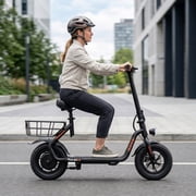 5TH WHEEL LB26 Peak 750W Motor Electric Scooter for Adults with Seat and Carry Basket, 36V 7.8Ah 20Miles Range & 20Mph, 12 Foldable E Scooter for Commuting, UL 2272