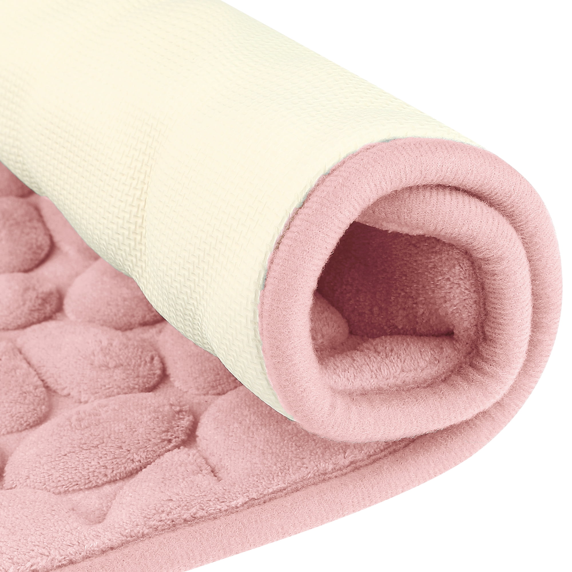 Unique Bargains Memory Foam Soft Bath Mat Quick Dry Bath Carpet Rug Pink 16"x24"