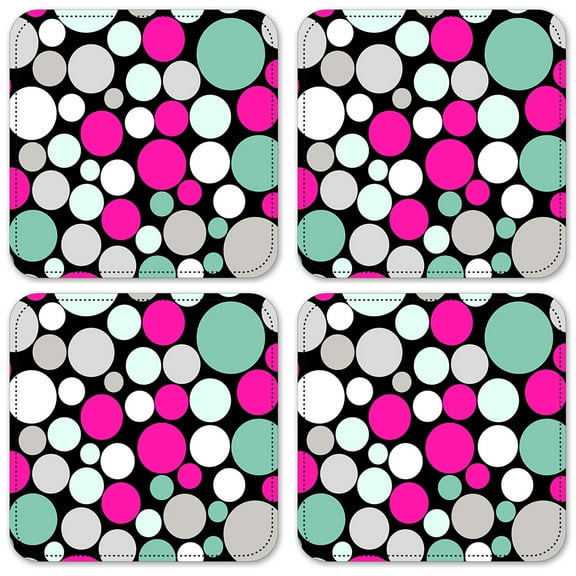Vinyl Drink Coasters - Set of 4 - Polka Dots
